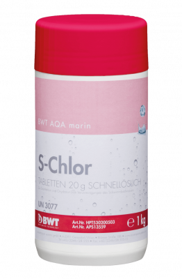 Быстрорастворимые таблетки для дезинфекции BWT AQA marin s-chlor, 20 гр,1 кг