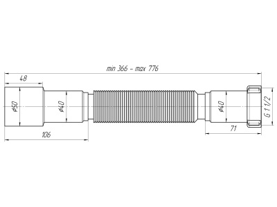Гибкая труба 1 1/2"*40/50 (366-776мм) K106