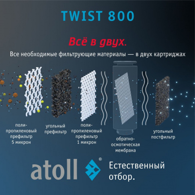 Прямоточная система обратного осмоса Atoll TWIST 800 (A-5800p)